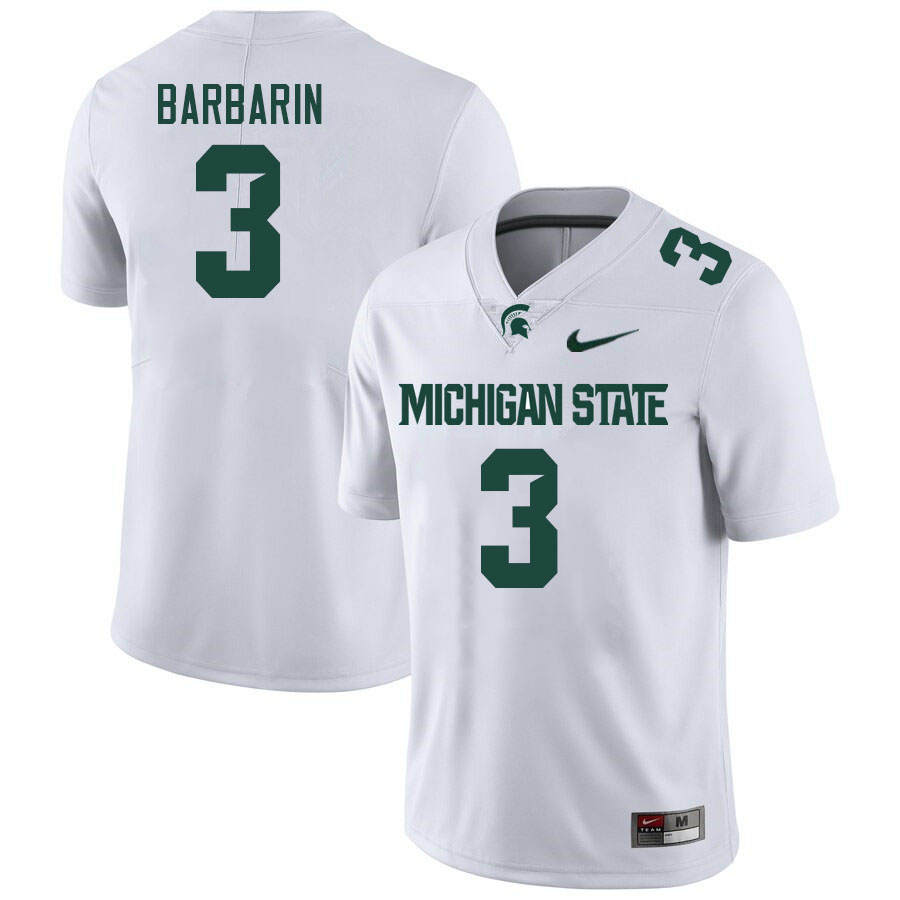 Men #3 Jaelon Barbarin Michigan State Spartans College Football Jerseys Stitched Sale-White